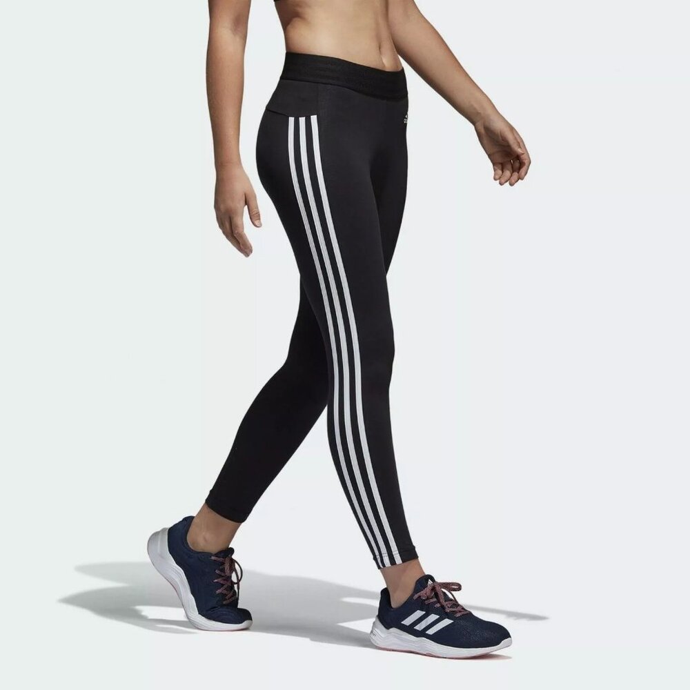 Adidas Climalite 3-Stripe Full Length Tights Womens Small S Black White CW5146 - Picture 4 of 4